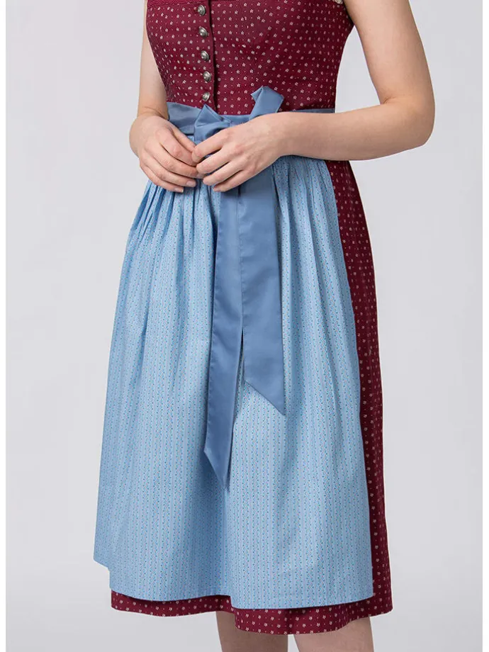 Dirndl "Julina" in Bordeaux/ Hellblau