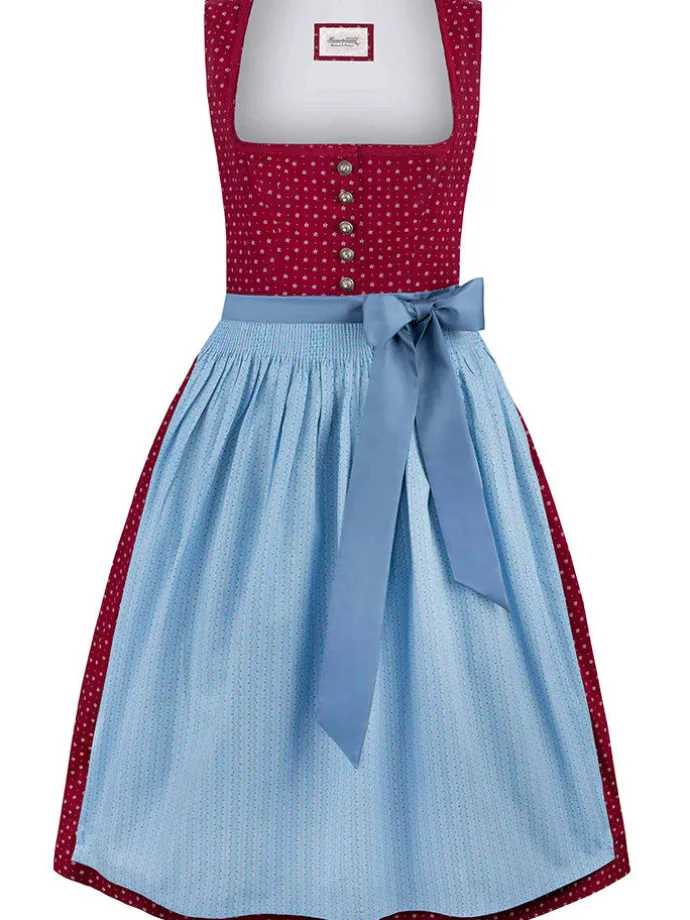 Dirndl "Julina" in Bordeaux/ Hellblau