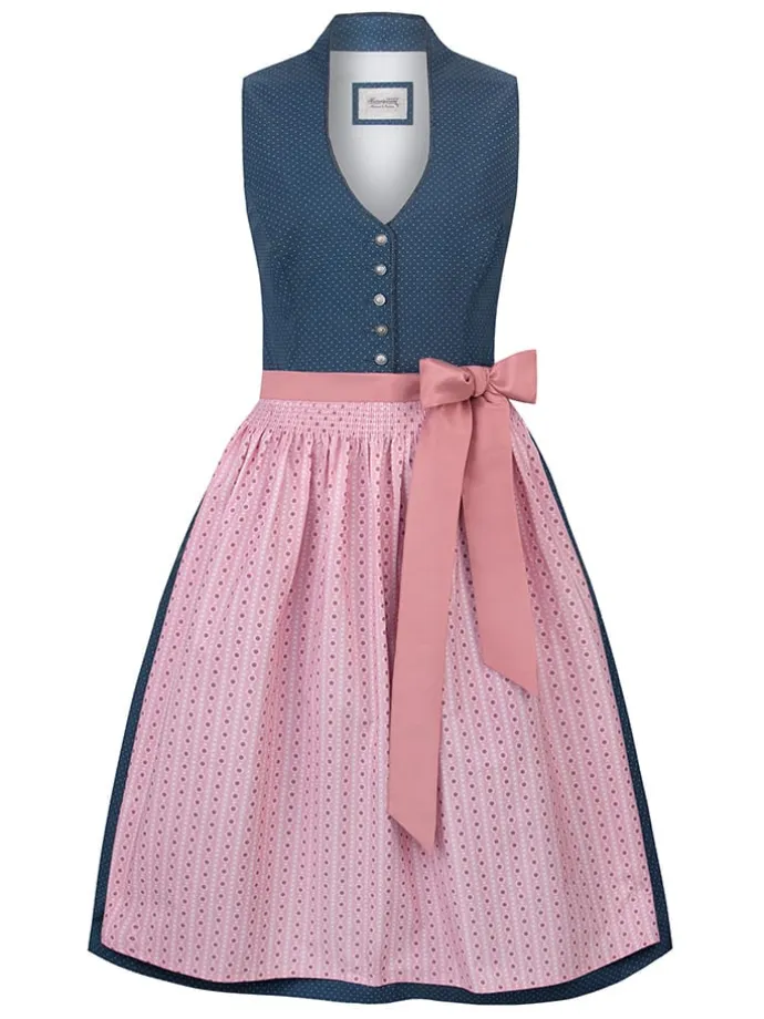 Dirndl "Marina" in Dunkelblau/ Rosa
