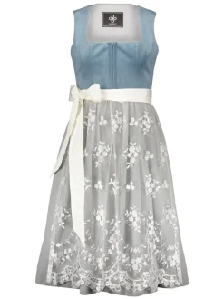 Dirndl "Ruth" in Blau/ Grau