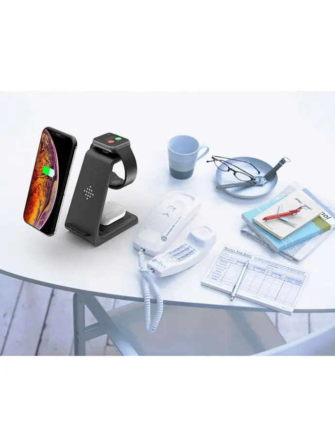 Docking-Station für iPhone, Apple-Watch, AirPods in Schwarz