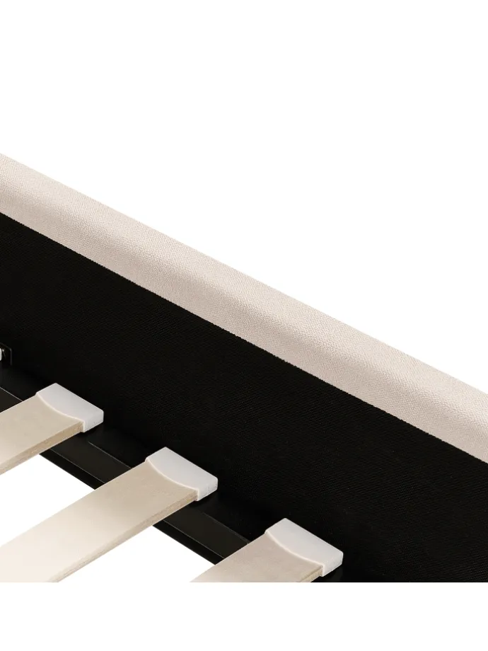 Doppelbett AMBILLOU in Beige/Gold - (W) 157 x (H) 126 x (L) 214 cm