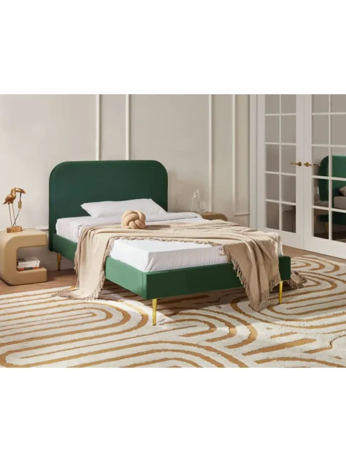 Doppelbett FLAYAT in Grün/Gold - (W) 133 x (H) 109 x (L) 215 cm
