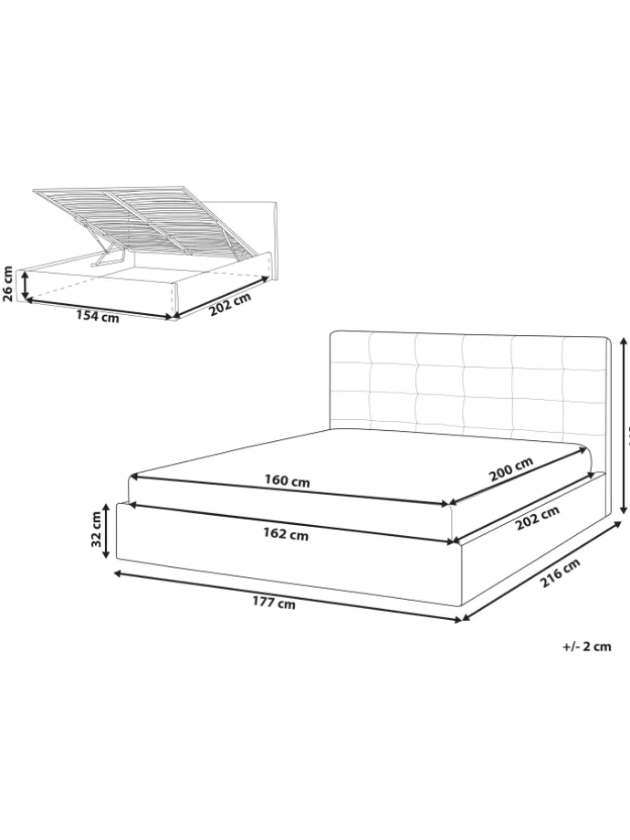 Doppelbett LORIENT in Weiß - (W) 177 x (H) 112 x (L) 216 cm