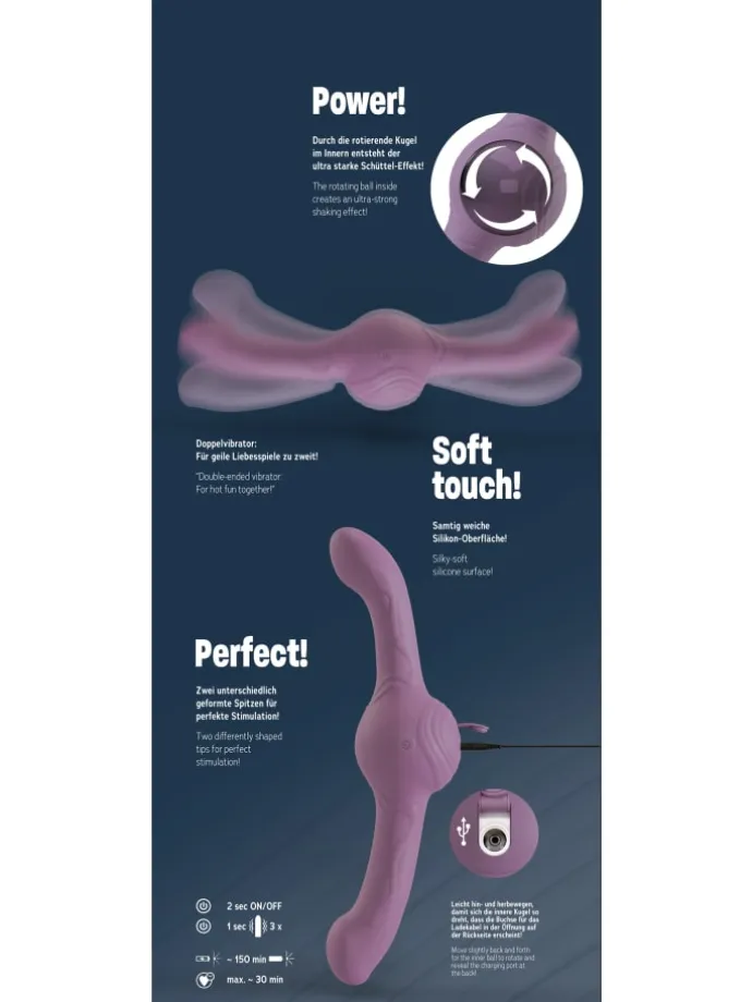 Doppelvibrator Turbo Shaker Double Lover in lila