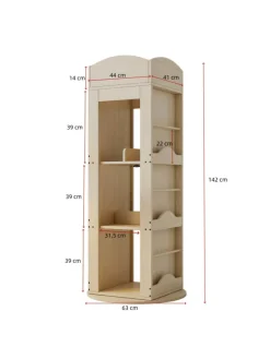 Drehbares Bücherregal mit 360-Grad-Drehfunktion 142×63×63 cm