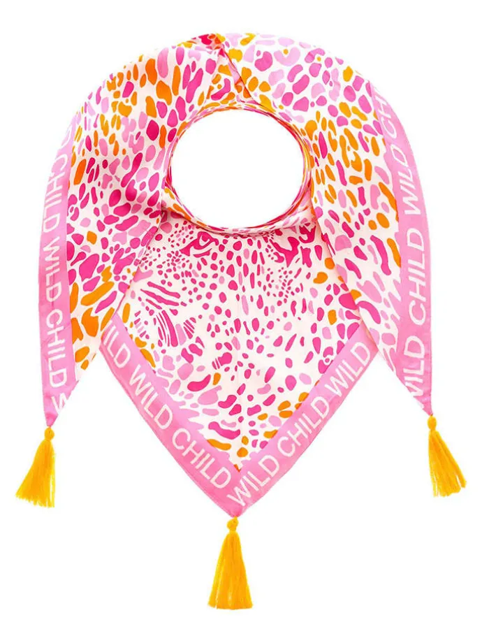 Dreieckstuch "Leo Kopf" in Rosa/ Orange/ Weiß - (L)200 x (B)100 cm