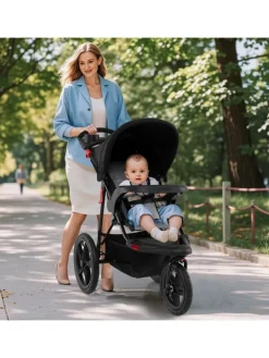 Dreirad Kinderwagen für Baby von 0-4 Jahren in Schwarz