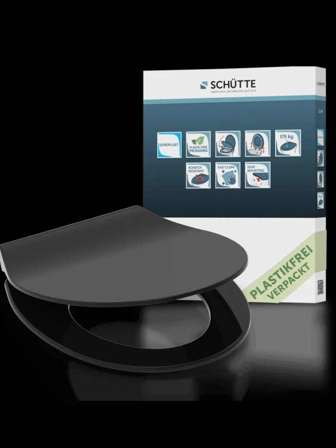 Duroplast WC-Sitz SLIM BLACK, mit Absenkautomatik und Schnellverschluss