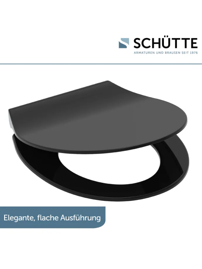 Duroplast WC-Sitz SLIM BLACK, mit Absenkautomatik und Schnellverschluss
