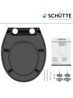 Duroplast WC-Sitz SLIM BLACK, mit Absenkautomatik und Schnellverschluss