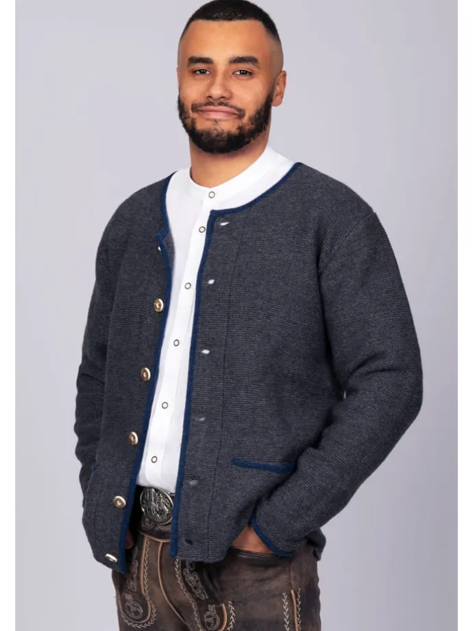 Edelnice Trachten Strickjacke Felix anthrazit in anthrazit