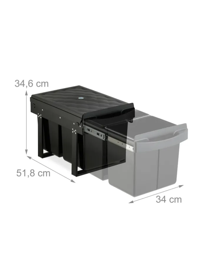 Einbaumülleimer in Schwarz - 2x 15 l