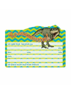 Einladungs-Set "T-Rex" in Hellgrün