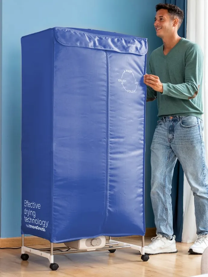 Elektrischer Wäschetrockner in Blau - (B)70 x (H)150 x (T)45 cm