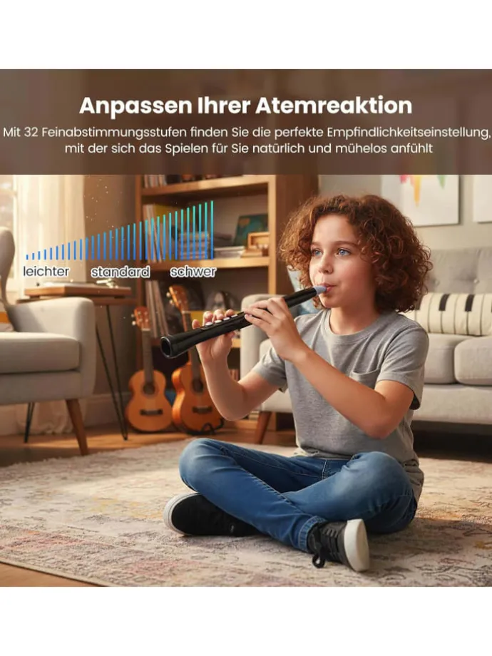 Elektronisch Blasinstrument MIDI 100 Klänge in Schwarz
