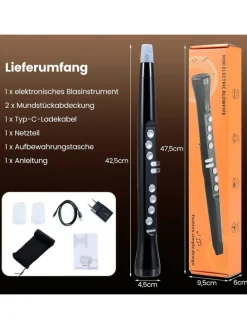 Elektronisch Blasinstrument MIDI 100 Klänge in Schwarz