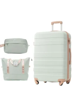 3er Koffer Set Hartschalenkoffer 78 cm mit 4 Rollen und TSA, Grün