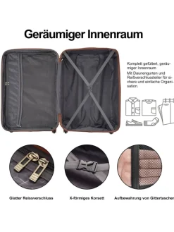 3er Koffer Set Hartschalenkoffer 78 cm mit 4 Rollen und TSA, Grün