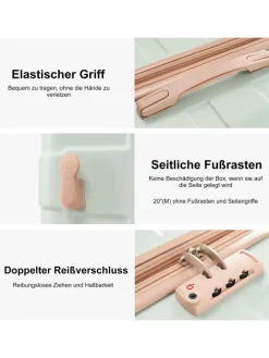 3er Koffer Set Hartschalenkoffer 78 cm mit 4 Rollen und TSA, Grün