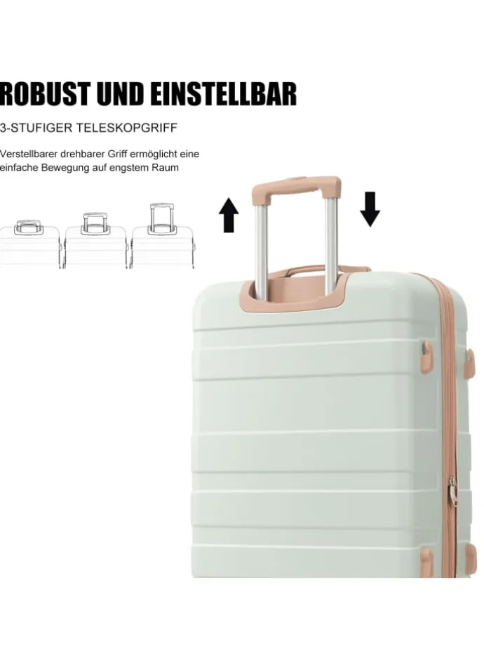 3er Koffer Set Hartschalenkoffer 78 cm mit 4 Rollen und TSA, Grün