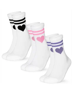 3er Pack Herz Tennis Socken Venus in Streifen