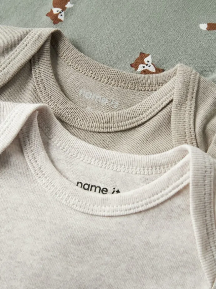 3er Pack Langarmbodys NBMBODY 3P LS FOX in shadow