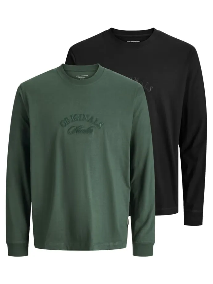 2er Pack Langarmshirts JORBLEECKER BRANDING TEE in black