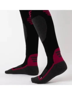 2er Pack Merino Skisocken Toni in Grau-Pink