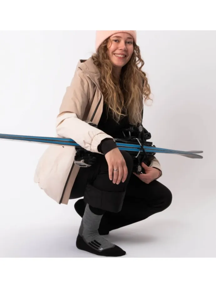 2er Pack Merino Skisocken Toni in Grau-Pink