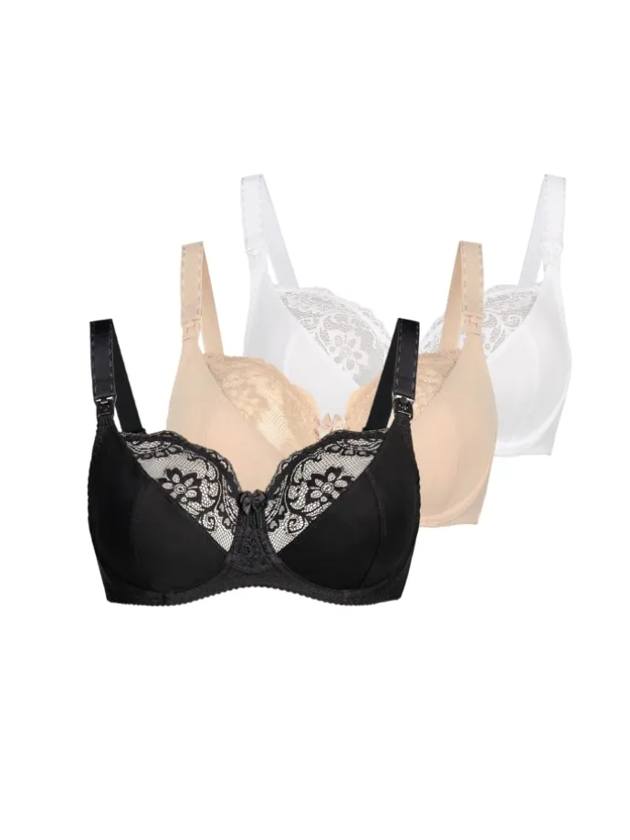 3er Pack: Ungepolsterter Still-BH Anastasia Mama in mehrfarbig
