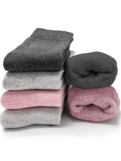 6er Pack Warme Kuschelsocken Smilla in Schwarz-Grau-Pink