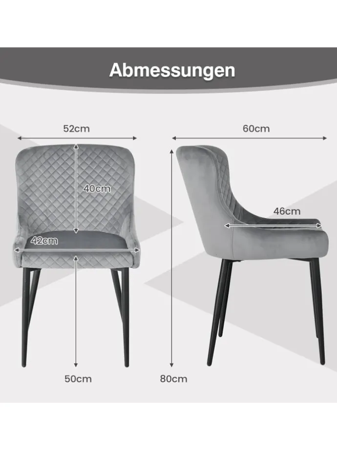 2er Set Esszimmerstühle in Grau