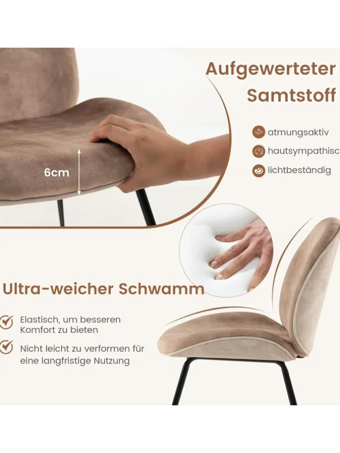 2er Set Esszimmerstühle in Hellbraun
