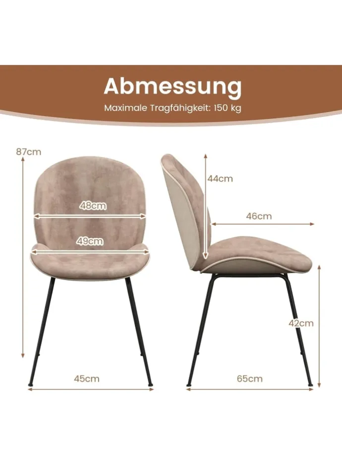 2er Set Esszimmerstühle in Hellbraun