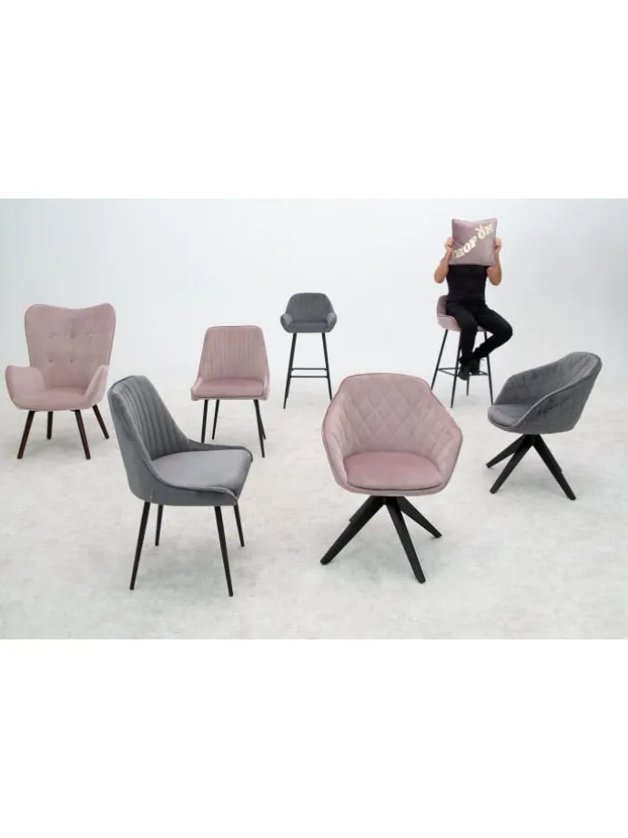 2er Set Esszimmerstuhl "SAMANTHA" in Rose Quartz - (B)51 x (H)84 x (T)55 cm