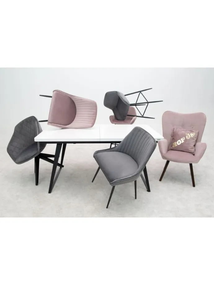 2er Set Esszimmerstuhl "SAMANTHA" in Rose Quartz - (B)51 x (H)84 x (T)55 cm
