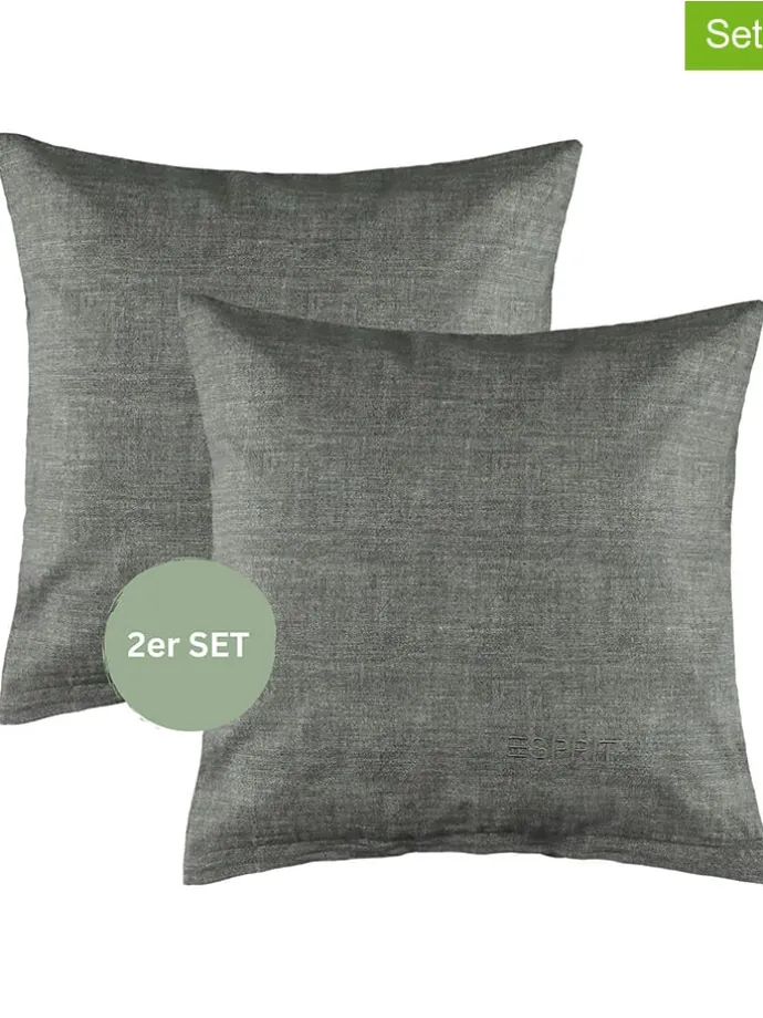 2er- Set: Renforcé-Kissenhüllen "E-Harp" in Anthrazit