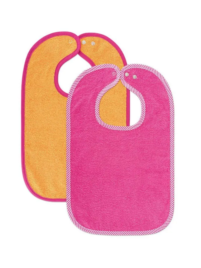 2er Set Riesen-Lätzchen mit Druckknöpfen in rosa,gelb