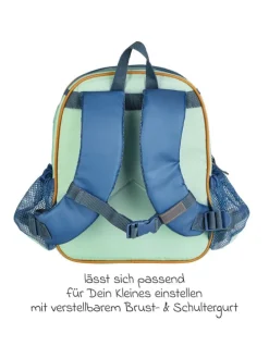 3er Set Rucksack, Brotdose & Trinkflasch in blau,gruen,motiv