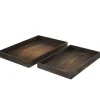 2er Set Serviertablett im Shabby-Look, Braun