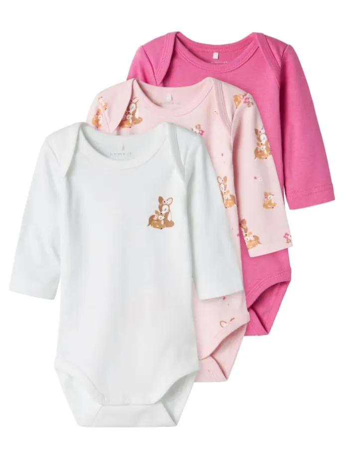 3er-Pack Strampler in Ibis Rose
