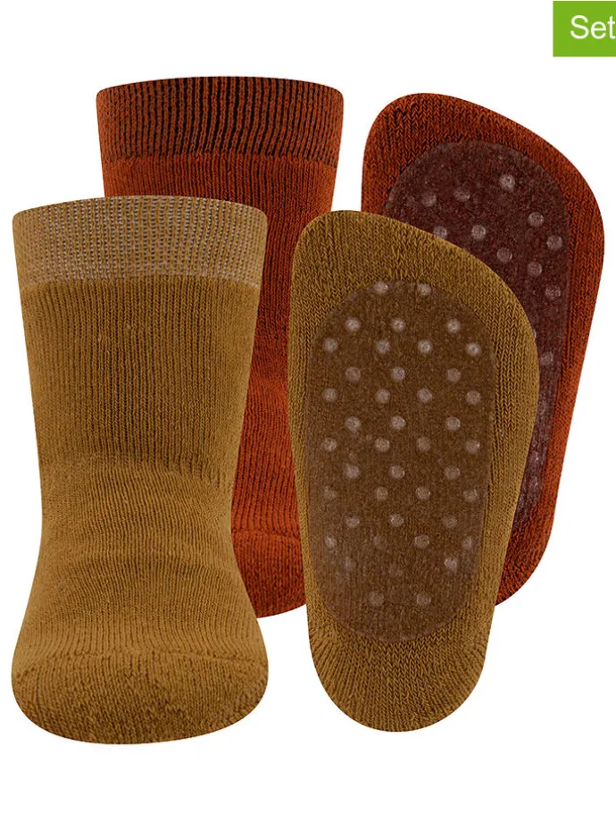 2er-Set: ABS-Socken Rot/ Ocker