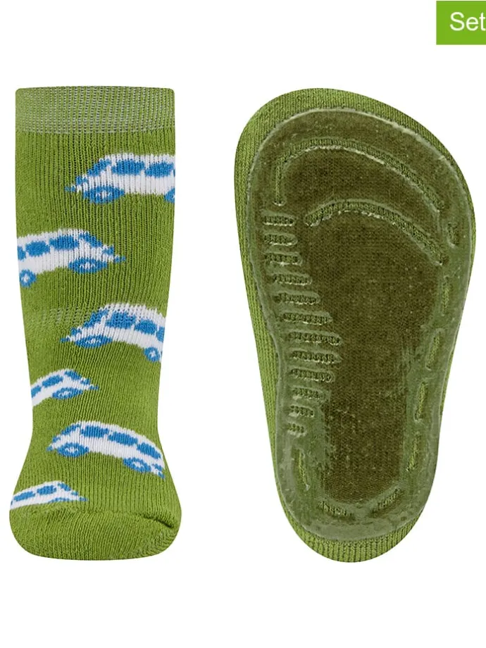 2er-Set: ABS-Socken "SoftStep Bus" in Grün