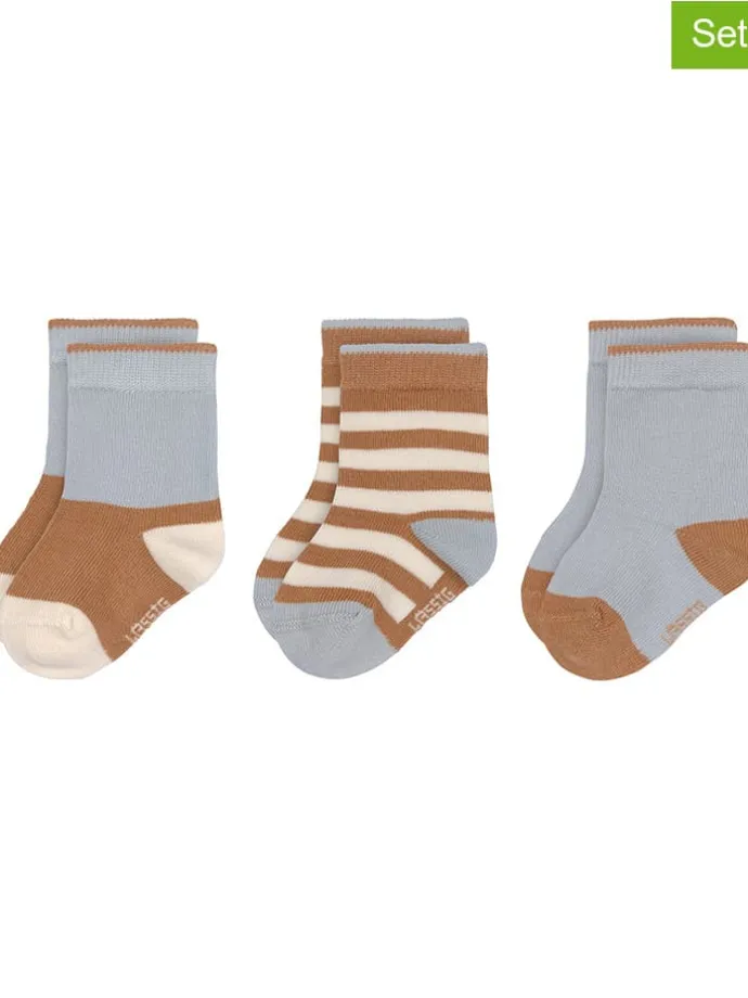 3er-Set: Babysocken in Hellblau/ Hellbraun