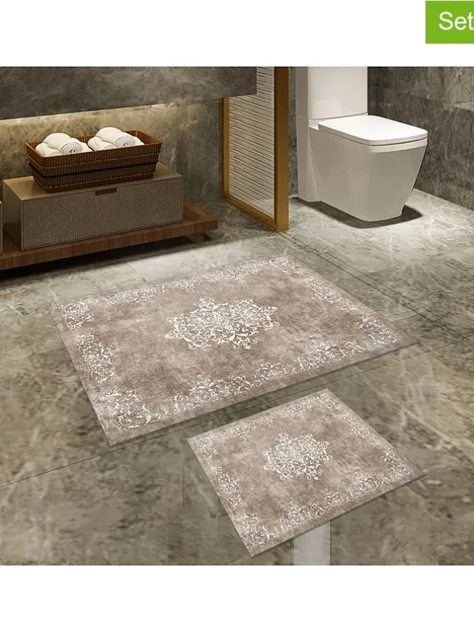 2er-Set: Badvorleger in Beige