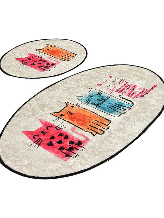 2er-Set: Badvorleger in Beige/ Bunt