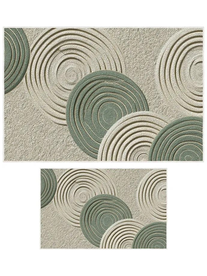 2er-Set: Badvorleger in Grün/ Beige