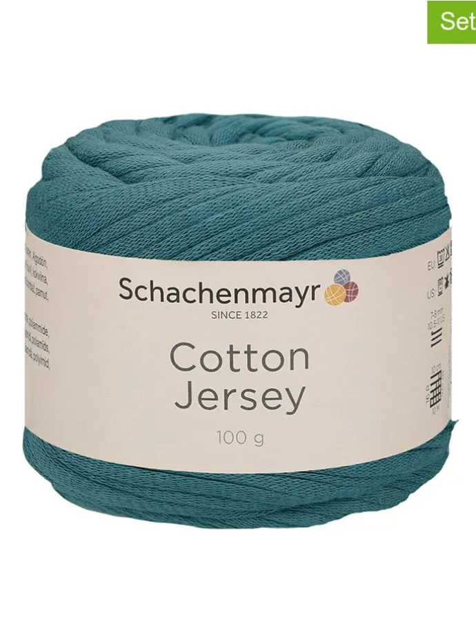 9er-Set: Baumwoll-Mixgarne ''Cotton Jersey'' in Türkis - 9x 100 g
