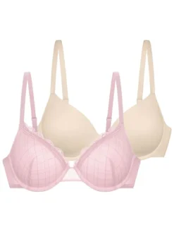 2er-Set: Bügel-BHs in Beige/ Rosa